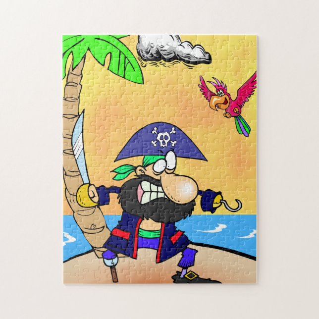 Cartoon Pirate Com Quebra-cabeça De Pássaro De Pap (Vertical)