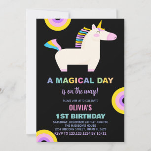 Cartoon Rainbow Unicorn - Convites de Aniversário