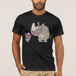 Cartoon Rino Baby e Big Rhino T-Shirt