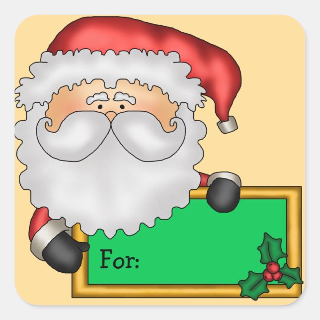 Cartoon Santa Claus - Etiqueta de Natal (Frente)