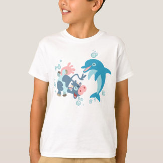 Cartoon Seacow e Dolphin Children T-shirt
