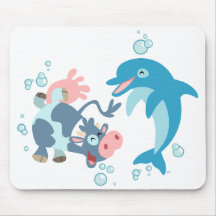 Cartoon Seacow e Dolphin Mousepad