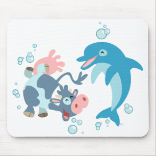 Cartoon Seacow e Dolphin Mousepad