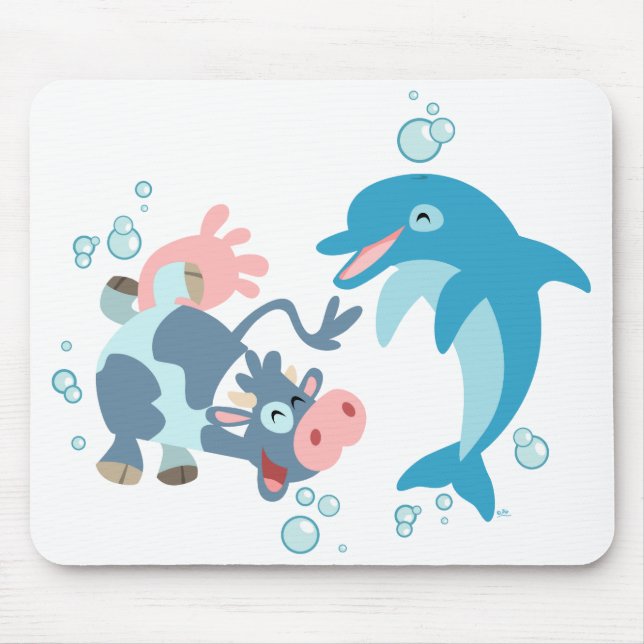 Cartoon Seacow e Dolphin Mousepad (Frente)