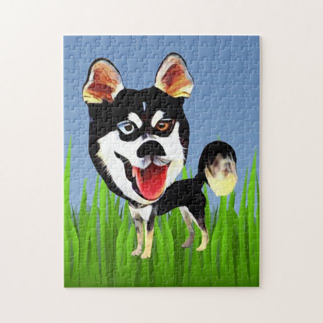 Cartoon Siberian Husky 252 Piece Quebra-cabeça (Vertical)