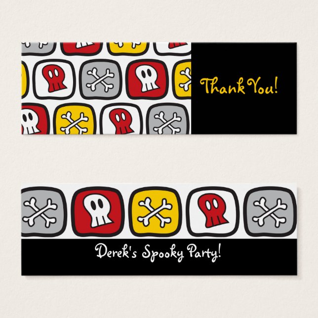 Cartoon Skulls & Bones Halloween - Marca de Favor  (Frente & Verso)