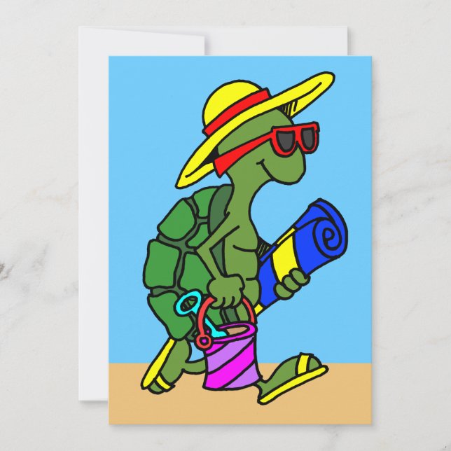 Cartoon Summer Turtle Convite (Frente)