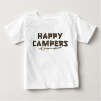 Cartoon word art feliz campers baby t-shirt