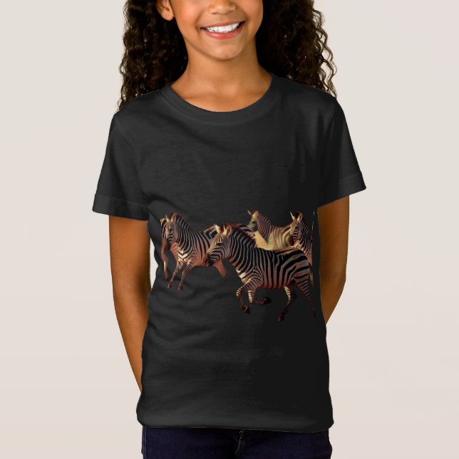 Cartoon Zebras em Execução - T-Shirt Selvagem Sava (Frente)