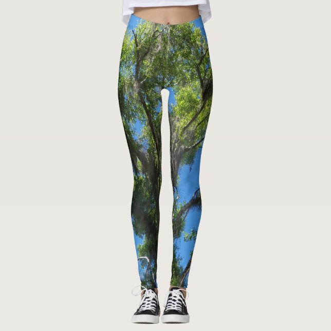 Carvalho verde & céu azul em leggings (Frente)