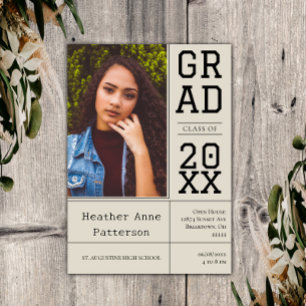 Casa Aberta de Graduação de Fotos   Convite Beige