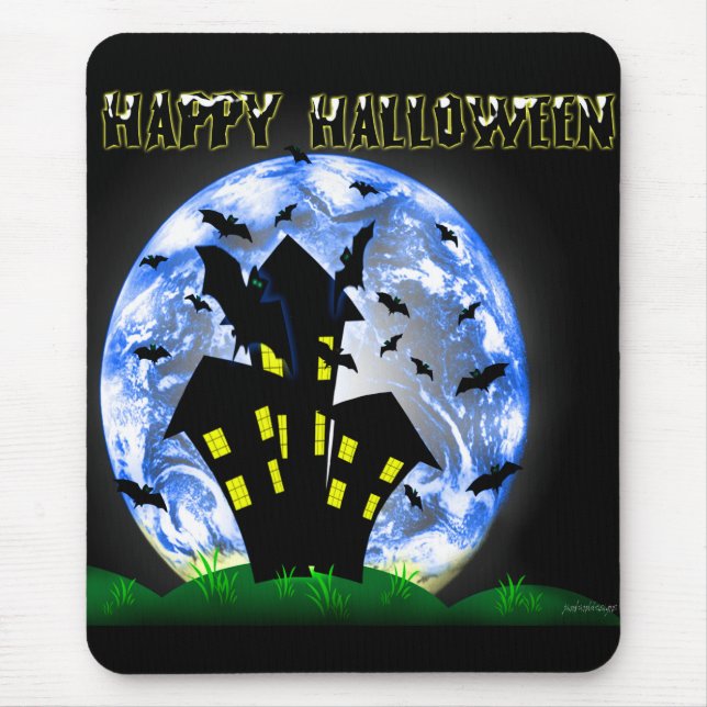 Casa assombrada assustador feliz Mousepad do Dia (Frente)