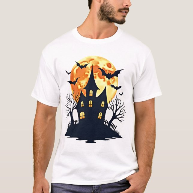 Casa Assombrada com Morcegos � Camiseta Assustador (Frente)