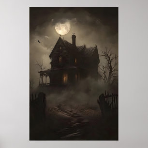 Casa assombrada impressão bruxa, Halloween horror 