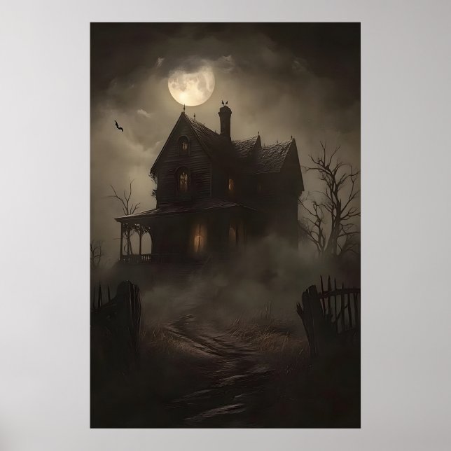 Casa assombrada impressão bruxa, Halloween horror  (Frente)