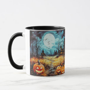 Casa Assombrada Lua Cheia Abóboras Caneca de Hallo