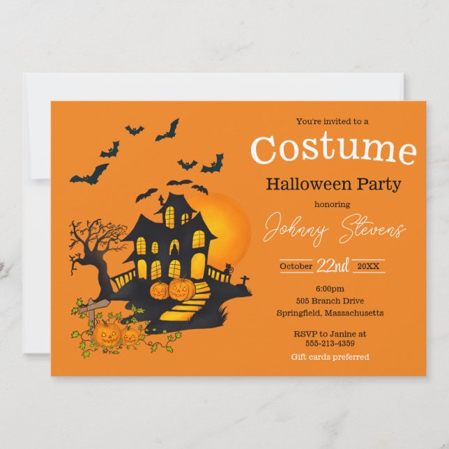 Casa Assombrada Simples Cartão Figurino de Hallowe (Frente)