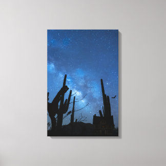 Casa Assustadora e Noite Azul Estrelada em Canvas
