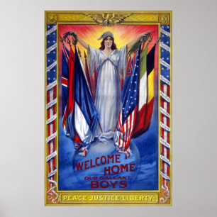 Casa bem-vinda nosso poster galhardo do vintage