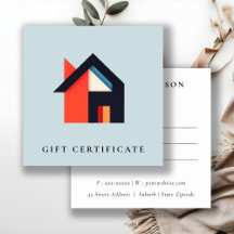 Casa Colorida Moderna Certificado de Presente Azul