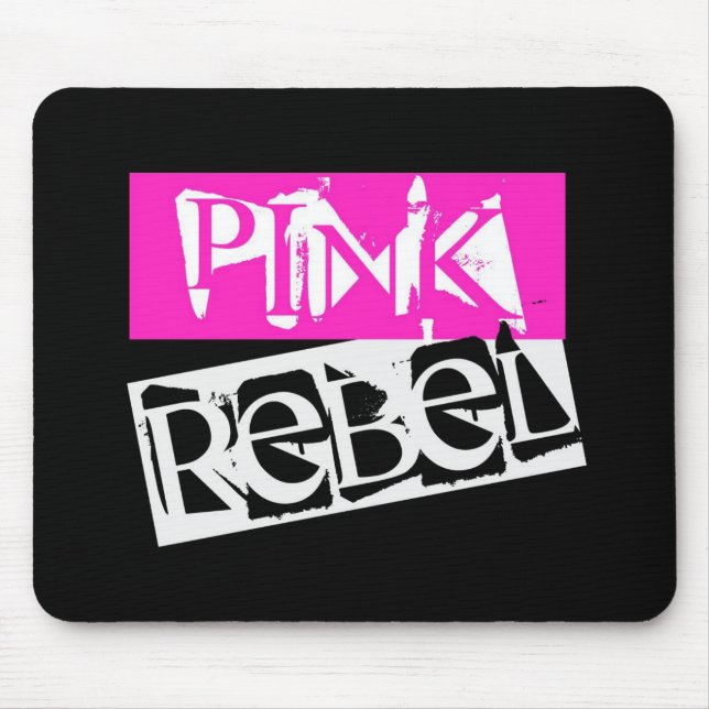 Casa da Rebelião: Rebelde Rosa no Mousepad Negro (Frente)