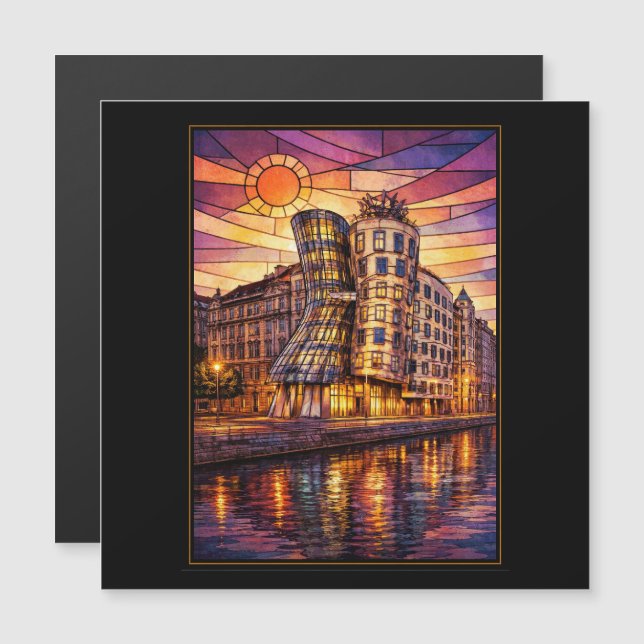 Casa Dançante de Praga Vitral Pôr do Sol (Frente/Verso)