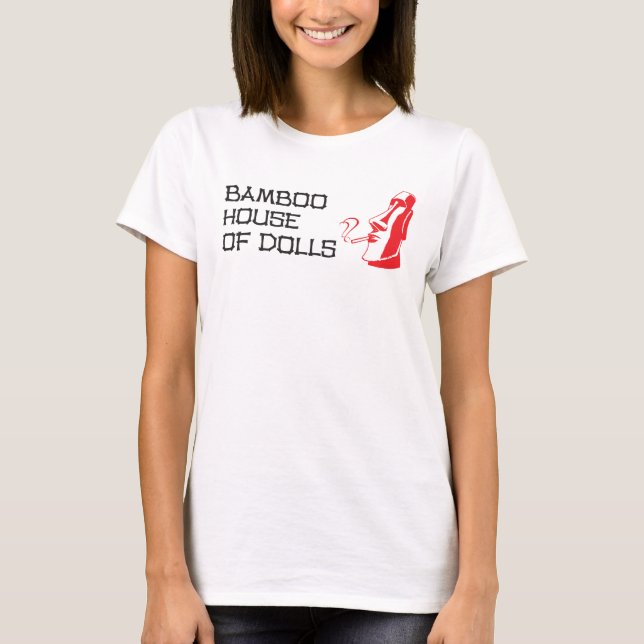 Casa de bambu do t-shirt branco das mulheres das (Frente)