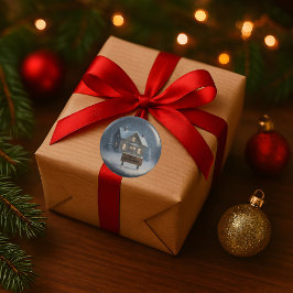 Casa de inverno personalizada com adesivo de nome