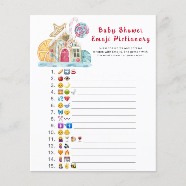 Casa de pão-de-gengibre - Jogo de picário Emoji (Frente)