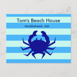 Casa de Praia Blue Crab Cartão Postal Personalizad