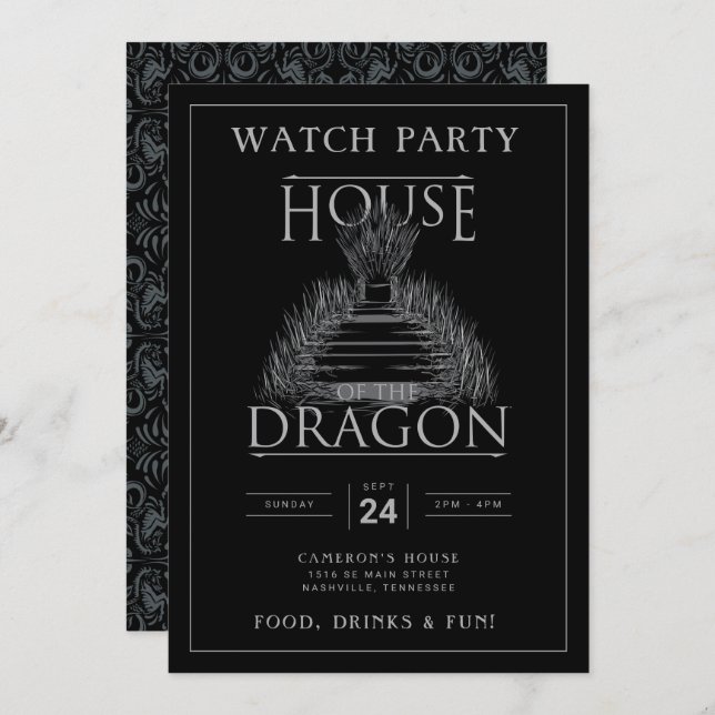 CASA DO Convite de festas DRAGON Watch (Frente/Verso)