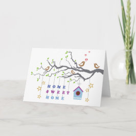 Casa doce em movimento no cartão de saudação de ca