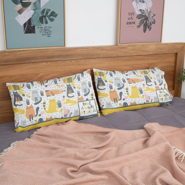 Casa é Onde Meu Gato é o Nome Monograma Padrão (Criador carregado)