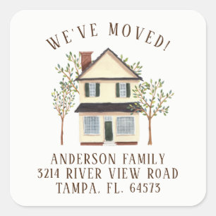 Casa encantadora Mudamos o adesivo de etiqueta de 