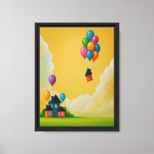 Casa Flutuante com Balões Canvas
