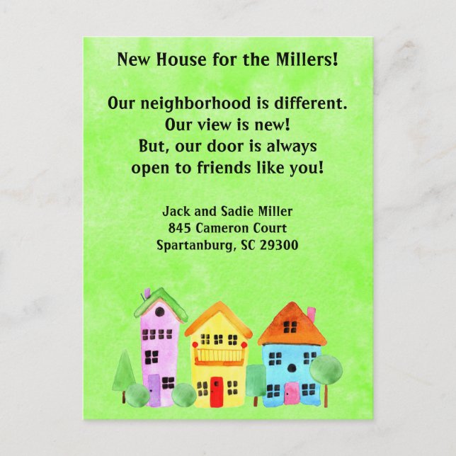 Casa Mais Fofa da Quadra Novos Endereços Cartões d (Frente)