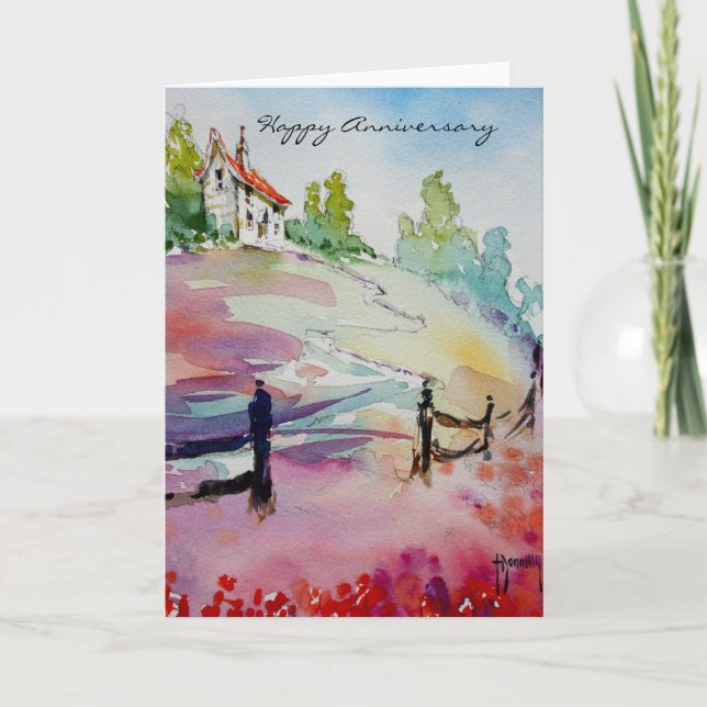 Casa no cartão feliz do aniversário do monte (Frente)