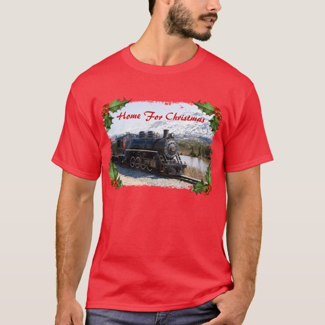 Casa no Comboio para Camisa de Natal de Homens (Frente)