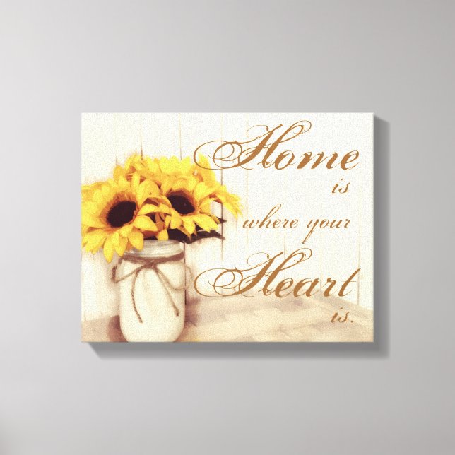 Casa Onde Sunflower Mason Jar Canvas (Frente)