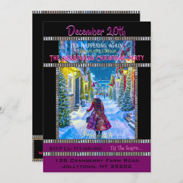 Casa para Convite de festas de Natal (Frente/Verso)