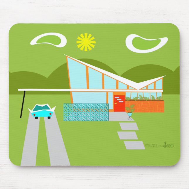 Casa retro Mousepad do Palm Springs (Frente)