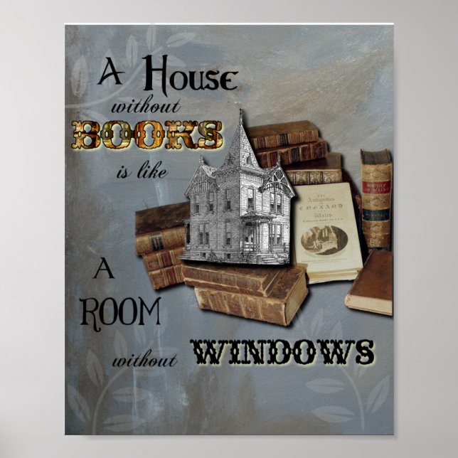 Casa sem Livros Colagem Poster ou Impressão (Frente)