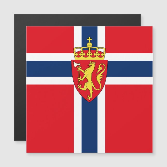 Casaco de armas da Noruega sob pavilhão da Noruega (Frente/Verso)