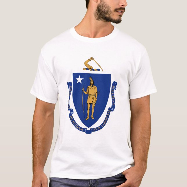 Casaco de armas de Massachusetts, camiseta america (Frente)
