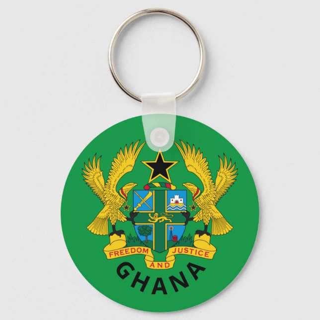 Casaco de armas e bandeira do Gana chaveiro (Frente)