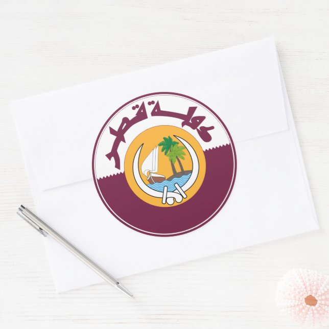 casaco de Qatar de armas clássico de adesivo redon (Envelope)