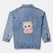 Casaco Feminino Gato Kawaii Pastel Coração Fofo