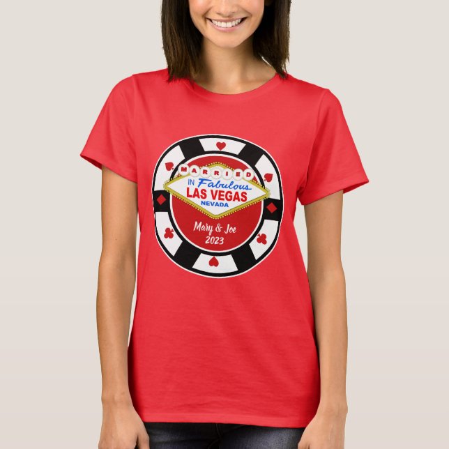 Casado em Vegas Poker Chip T-Shirt (Frente)