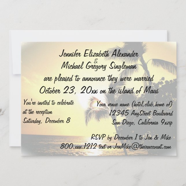 Casado no Anúncio Maui com Foto de Casamento (Frente)