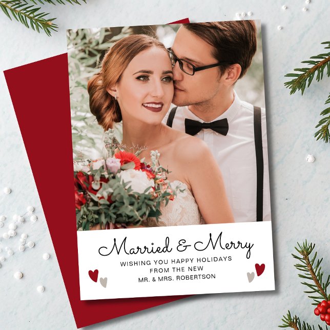Casados e Feliz Natal Coração de Foto de Casamento (Criador carregado)